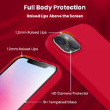 Cordking Designed for iPhone 14 Plus Case, Silicone Phone Case with [2 Screen Protectors] + [2 Camera Lens Protectors] and Soft Anti-Scratch Microfiber Lining Inside, 6.7 inch, Deep Red