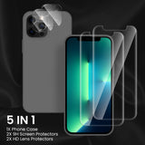 Cordking [5 in 1] Designed for iPhone 13 Pro Case, with 2 Screen Protectors + 2 Camera Lens Protectors, Shockproof Silicone Phone Case with Microfiber Lining, Space Gray