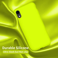 Cordking iPhone XR Phone Cases, Silicone Ultra Slim Shockproof Phone Case with [Soft Anti-Scratch Microfiber Lining], 6.1 inch, Fluorescent Green