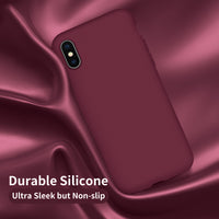 Cordking iPhone Xs MAX Case, Silicone Ultra Slim Shockproof Protective Phone Case with [Soft Anti-Scratch Microfiber Lining], 6.5 inch, Plum