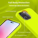 Cordking Designed for iPhone 14 Pro Max Case, Silicone Phone Case with [2 Screen Protectors] + [2 Camera Lens Protectors] and Soft Anti-Scratch Microfiber Lining Inside, 6.7 inch, Fluorescent Green