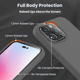 Cordking Designed for iPhone 14 Pro Case, Silicone Phone Case with [2 Screen Protectors] + [2 Camera Lens Protectors] and Soft Anti-Scratch Microfiber Lining Inside, 6.1 inch, Space Gray