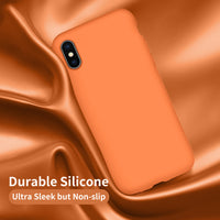 Cordking Phone Case iPhone X, iPhone Xs Case, Silicone Ultra Slim Shockproof Phone Case with [Soft Anti-Scratch Microfiber Lining], 5.8 inch, Kumquat