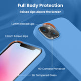 Cordking Designed for iPhone 14 Plus Case, Silicone Phone Case with [2 Screen Protectors] + [2 Camera Lens Protectors] and Soft Anti-Scratch Microfiber Lining Inside, 6.7 inch, Blue