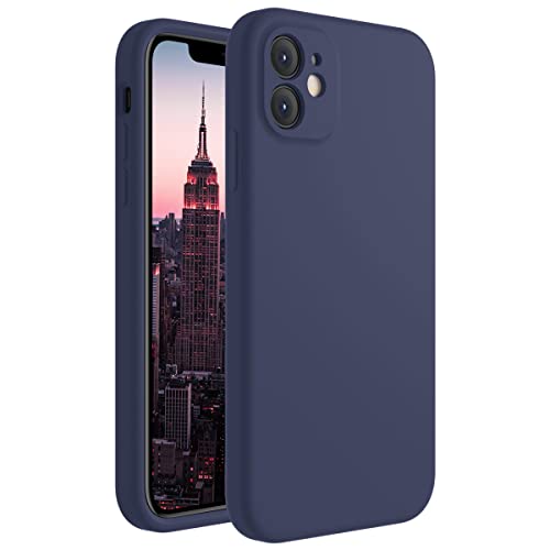 Cordking iPhone 11 Case, Silicone [Square Edges] & [Camera Protecion] Upgraded Phone Case with Soft Anti-Scratch Microfiber Lining, 6.1 inch, Navy Blue