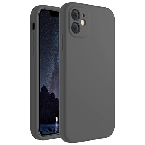 Cordking iPhone 11 Case, Silicone [Square Edges] & [Camera Protecion] Upgraded Phone Case with Soft Anti-Scratch Microfiber Lining, 6.1 inch, Space Gray