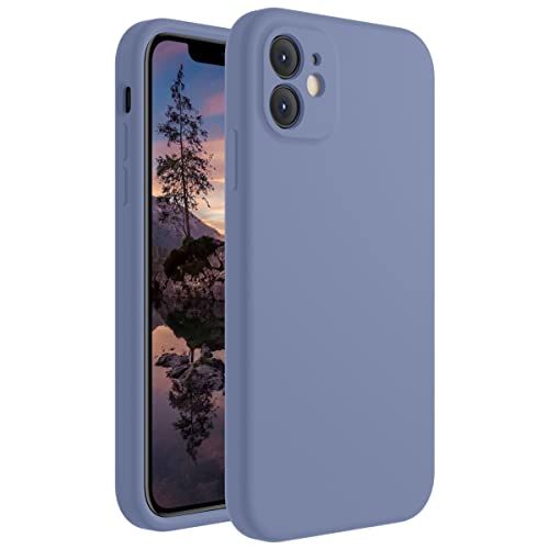 Cordking iPhone 11 Case, Silicone [Square Edges] & [Camera Protecion] Upgraded Phone Case with Soft Anti-Scratch Microfiber Lining, 6.1 inch, Lavender Gray