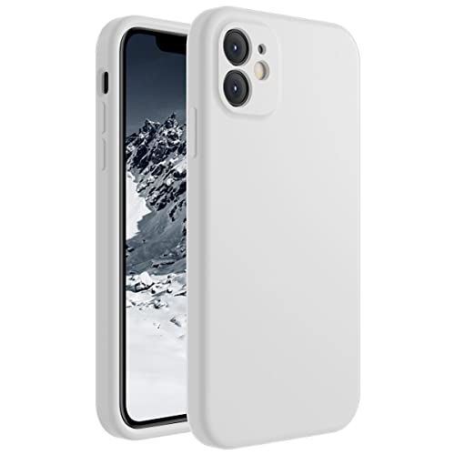 Cordking iPhone 11 Case, Silicone [Square Edges] & [Camera Protecion] Upgraded Phone Case with Soft Anti-Scratch Microfiber Lining, 6.1 inch, White