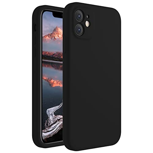 Cordking iPhone 11 Case, Silicone [Square Edges] & [Camera Protecion] Upgraded Phone Case with Soft Anti-Scratch Microfiber Lining, 6.1 inch, Black