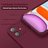Cordking iPhone 11 Case, Silicone [Square Edges] & [Camera Protecion] Upgraded Phone Case with Soft Anti-Scratch Microfiber Lining, 6.1 inch, Plum