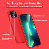 Cordking [5 in 1] Designed for iPhone 12 Pro Max Case, with 2 Screen Protectors + 2 Camera Lens Protectors, Shockproof Silicone Phone Case with Microfiber Lining, Red