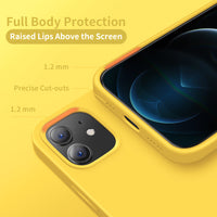 Cordking Designed for iPhone 12 Silicone Case, Designed for iPhone 12 Pro Silicone Case, Shockproof Phone Case with [Soft Anti-Scratch Microfiber Lining] 6.1 inch, Yellow