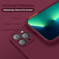 Cordking Designed for iPhone 13 Pro Case, Silicone Full Cover [Enhanced Camera Protection] Shockproof Protective Phone Case with [Soft Anti-Scratch Microfiber Lining], 6.1 inch, Plum