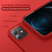 Cordking Designed for iPhone 12 Pro Cases, Designed for iPhone 12 Cases, Shockproof Silicone Phone Case with [Soft Anti-Scratch Microfiber Lining] 6.1 inch, Red