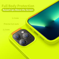 Cordking Designed for iPhone 13 Pro Case, Silicone Ultra Slim Shockproof Protective Phone Case with [Soft Anti-Scratch Microfiber Lining], 6.1 inch, Fluorescent Green