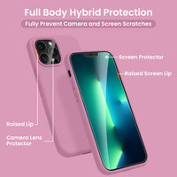 Cordking [5 in 1] Designed for iPhone 13 Pro Case, with 2 Screen Protectors + 2 Camera Lens Protectors, Shockproof Silicone Phone Case with Microfiber Lining, Lilac Purple