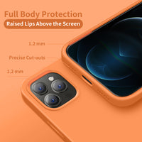 Cordking Compatible with iPhone 12 Pro Max Phone Case, Silicone Ultra Slim Shockproof Phone Case with [Soft Anti-Scratch Microfiber Lining], 6.7 inch, Kumquat