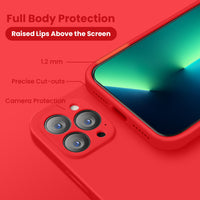 Cordking Designed for iPhone 13 Pro Max Case, Silicone Full Cover [Enhanced Camera Protection] Shockproof Protective Phone Case with [Soft Anti-Scratch Microfiber Lining], 6.7 inch, Red