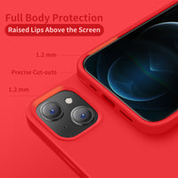 Cordking Compatible with iPhone 13 Mini Case, Ultra Slim Silicone Shockproof Protective [Enhanced Camera Protection] Cover with [Soft Anti-Scratch Microfiber Lining], 5.4 inch, Red