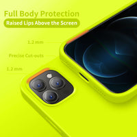 Cordking Compatible with iPhone 12 Pro Max Phone Case, Silicone Ultra Slim Shockproof Phone Case with [Soft Anti-Scratch Microfiber Lining], 6.7 inch, Fluorescent Green