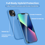 Cordking [5 in 1] Designed for iPhone 13 Case, with 2 Screen Protectors + 2 Camera Lens Protectors, Shockproof Silicone Phone Case with Microfiber Lining, Blue