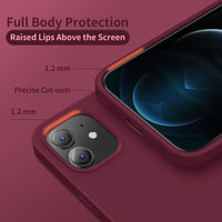 Cordking Designed for iPhone 12 Case, Designed for iPhone 12 Pro Case, Silicone Slim Shockproof Phone Case Cover with [Soft Anti-Scratch Microfiber Lining] 6.1 inch,Plum