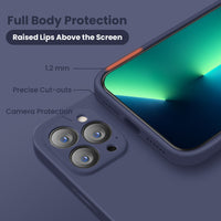 Cordking Designed for iPhone 13 Pro Max Case, Silicone Full Cover [Enhanced Camera Protection] Shockproof Protective Phone Case with [Soft Anti-Scratch Microfiber Lining], 6.7 inch, Navy Blue