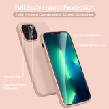 Cordking [5 in 1] Designed for iPhone 13 Pro Case, with 2 Screen Protectors + 2 Camera Lens Protectors, Shockproof Silicone Phone Case with Microfiber Lining, Pinksand