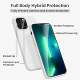 Cordking [5 in 1] Designed for iPhone 13 Pro Case, with 2 Screen Protectors + 2 Camera Lens Protectors, Shockproof Silicone Phone Case with Microfiber Lining, White