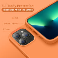 Cordking Designed Phone Case iPhone 13 Pro, Silicone Ultra Slim Shockproof Protective Phone Case with [Soft Anti-Scratch Microfiber Lining], 6.1 inch, Kumquat