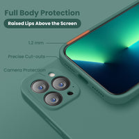 Cordking Designed for iPhone 13 Pro Case, Silicone Full Cover [Enhanced Camera Protection] Shockproof Protective Phone Case with [Soft Anti-Scratch Microfiber Lining], 6.1 inch, Midnight Green