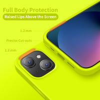 Cordking Designed for iPhone 13 Case, Silicone Ultra Slim Shockproof Protective Phone Case with [Soft Anti-Scratch Microfiber Lining], 6.1 inch, Fluorescent Green