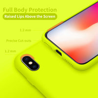 Cordking iPhone Xs Case, iPhone X Case, Silicone Ultra Slim Shockproof Phone Case with [Soft Anti-Scratch Microfiber Lining], 5.8 inch, Fluorescent Green