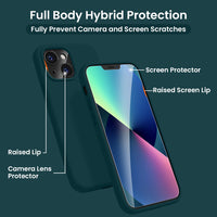 Cordking [5 in 1] Designed for iPhone 13 Case, with 2 Screen Protectors + 2 Camera Lens Protectors, Shockproof Silicone Phone Case with Microfiber Lining, Teal