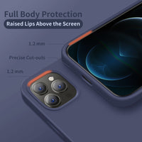 Cordking Compatible with iPhone 12 Pro Max Phone Case, Silicone Ultra Slim Shockproof Phone Cover with [Soft Anti-Scratch Microfiber Lining], 6.7 inch, Navy Blue