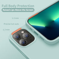 Cordking Designed for iPhone Pro 13 Case, Silicone Ultra Slim Shockproof Protective Phone Case with [Soft Anti-Scratch Microfiber Lining], 6.1 inch, Mint Green