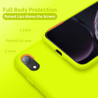 Cordking iPhone XR Phone Cases, Silicone Ultra Slim Shockproof Phone Case with [Soft Anti-Scratch Microfiber Lining], 6.1 inch, Fluorescent Green