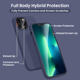 Cordking [5 in 1] Designed for iPhone 13 Pro Case, with 2 Screen Protectors + 2 Camera Lens Protectors, Shockproof Silicone Phone Case with Microfiber Lining, Navy Blue