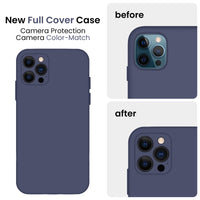 Cordking iPhone 11 Pro Max Case, Silicone [Square Edges] & [Camera Protecion] Upgraded Phone Case with Soft Anti-Scratch Microfiber Lining, 6.5 inch, Navy Blue