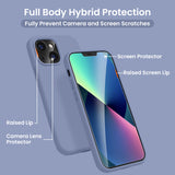 Cordking [5 in 1] Designed for iPhone 13 Case, with 2 Screen Protectors + 2 Camera Lens Protectors, Shockproof Silicone Phone Case with Microfiber Lining, Lavender Gray