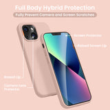 Cordking [5 in 1] Designed for iPhone 13 Case, with 2 Screen Protectors + 2 Camera Lens Protectors, Shockproof Silicone Phone Case with Microfiber Lining, Pinksand