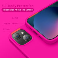 Cordking Designed for iPhone 13 Case for Women, Silicone Ultra Slim Shockproof Protective Phone Case with [Soft Anti-Scratch Microfiber Lining], 6.1 inch, Hot Pink