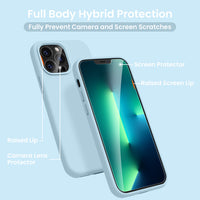 Cordking [5 in 1] Designed for iPhone 12 Pro Max Case, with 2 Screen Protectors + 2 Camera Lens Protectors, Shockproof Silicone Phone Case with Microfiber Lining, Sky Blue