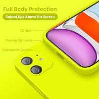 Cordking iPhone 11 Case, Silicone [Square Edges] & [Camera Protecion] Upgraded Phone Case with Soft Anti-Scratch Microfiber Lining, 6.1 inch, Fluorescent Green