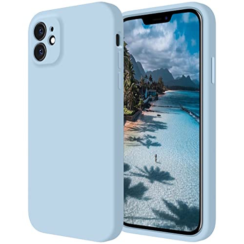 Cordking iPhone 11 Case, Silicone [Square Edges] & [Camera Protecion] Upgraded Phone Case with Soft Anti-Scratch Microfiber Lining, 6.1 inch, Sky Blue