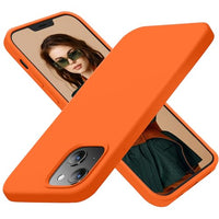 Cordking for iPhone 13 Case, iPhone 14 Case, Silicone Ultra Slim Shockproof Protective Phone Case with [Soft Anti-Scratch Microfiber Lining], 6.1 inch, Neon Orange