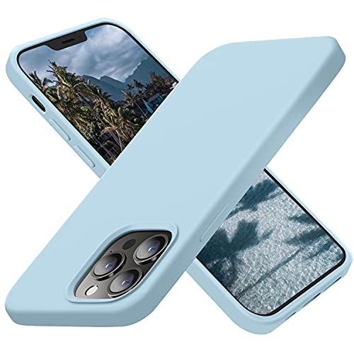 Cordking Designed for iPhone 13 Pro Max Case, Silicone Ultra Slim Shockproof Protective Phone Case with [Soft Anti-Scratch Microfiber Lining], 6.7 inch, Sky Blue