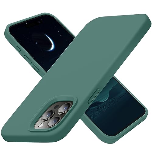Cordking Designed for iPhone 15 Pro Case, Silicone Ultra Slim Shockproof Protective Phone Case with [Soft Anti-Scratch Microfiber Lining], 6.1 inch, Midnight Green