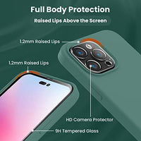 Cordking Designed for iPhone 14 Pro Max Case, Silicone Phone Case with [2 Screen Protectors] + [2 Camera Lens Protectors] and Soft Anti-Scratch Microfiber Lining Inside, 6.7 inch, Midnight Green