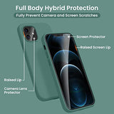 Cordking [5 in 1] Designed for iPhone 12 Case, for iPhone 12 Pro Case, with 2 Screen Protectors + 2 Camera Lens Protectors, Shockproof Silicone Case with Microfiber Lining, Midnight Green